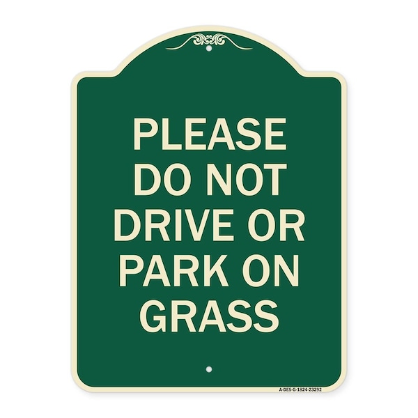 Please Do Not Drive or Park on Grass Heavy-Gauge Aluminum Sign, 24" x 18", G-1824-23292